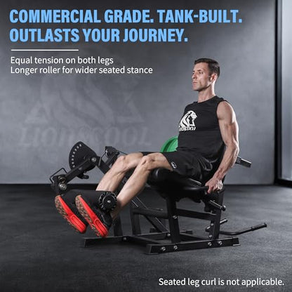 LIONSCOOL Leg Extension and Curl Machine V4.0, 800lbs Weight Capacity | Seated Leg Extension, Lying/Prone Leg Curl, 2-Inch Plate Loaded Cable Strength Training Equipment, Home Gym Thigh Workout