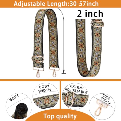 S-Jacorry Purse Strap Replacement Crossbody Wide Shoulder Strap Adjustable Canvas Straps Handbag Strap Replacement Belts - color: Gold Buckel-931