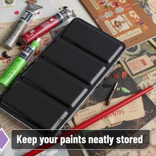 Mr. Pen- Empty Watercolor Paint Palette Tin, Metal Case with 28 Half Pans | Compact Portable & Refillable Travel Watercolor Palette Tin for Acrylic Painting, Gouache & Travel Painting
