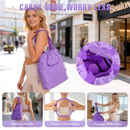 Pilates Kit, Pilates Equipment for Home Workouts, Home Pilates Essentials Kit for Women with Pilates Ring and Ball Set, Socks, Ankle Resistance Bands with Cuffs, Resistance Band and Massage Ball - color: Purple