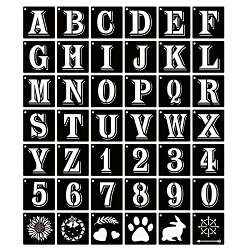 2 Inch Letter Stencils Symbol Numbers Craft Stencils, 42 Pcs Reusable Plastic Alphabet Templates for Painting on Wood, Wall, Fabric, Rock, Glass, Signage, DIY Art Projects (2 Inch) - size: 2 Inch
