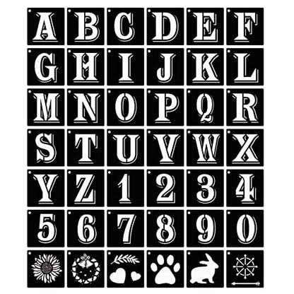 2.5 Inch Letter Stencils Symbol Numbers Craft Stencils, 42 Pcs Reusable Plastic Alphabet Templates for Painting on Wood, Wall, Fabric, Rock, Glass, Signage, DIY Art Projects - size: 2.5 Inch