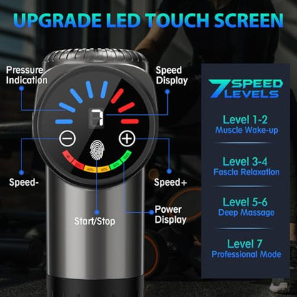 TOLOCO Massage Gun, Deep Tissue Back Massage for Athletes for Pain Relief, Percussion Massager with 10 Massages Heads & Silent Brushless Motor, Fathers Day Dad Gifts, Grey - color: Grey