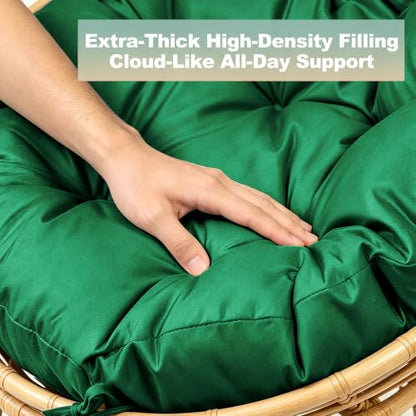 47" Round Tufted Floor Cushion, Thick Meditation Papasan with Ties - color: Invisible Green