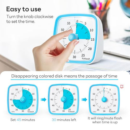 Yunbaoit Visual Timer with Night Light, 60 Minute Countdown, Light Blue - color: Light Blue