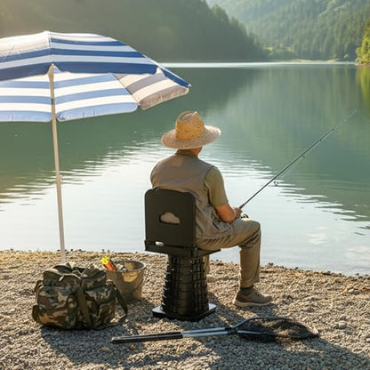 Upgraded Collapsible Stool with Backrest, Portable Folding Stool, Square Telescopic Seat for Camping Fishing Hiking BBQ Outdoors and Indoors, Max Load Capacity 550lbs