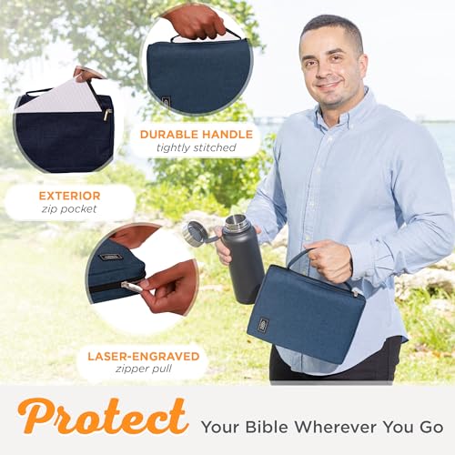 Christian Art Gifts Men/Women's Bible Cover Jesus Fish, Blue Canvas, Small - color: Blue/Jesus Fish, size: Small