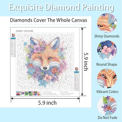 VividMeng 4 Pack Diamond Art Kits for Kids, 5D DIY Cute Animals Diamond Painting Kit for Kids Beginners, Gem Art by Number Kits for Boys Girls Ages 6-8-12-14, Home Wall Decor Gift for Party 6X6inch - color: 4 animals