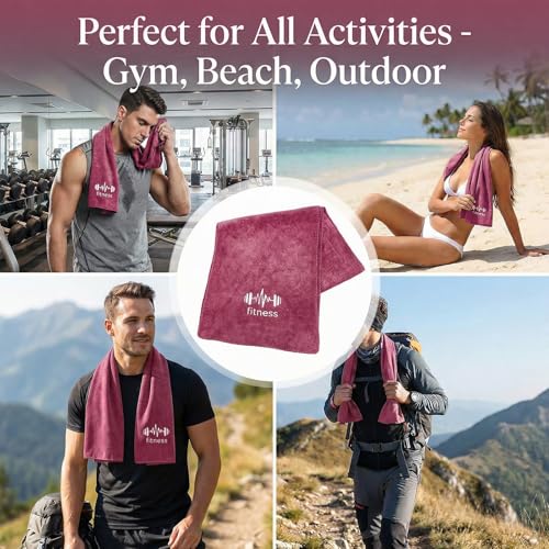 Fitness Towel, Sports Yoga Microfiber Quick-Drying Microfiber Towels for Swimming Gym and Yoga Sweat Pad, Pink - color: Pink