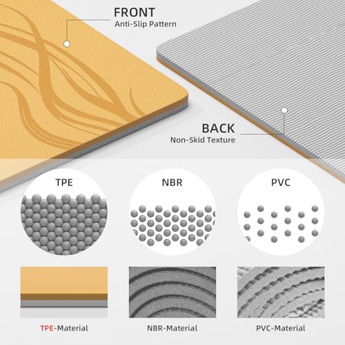 Extra Wide Yoga Mat 76"x40"x10mm TPE Non-Slip Fitness Exercise Mat - color: Orange + Grey