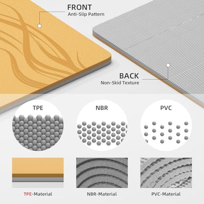 Extra Wide Yoga Mat 76"x40"x10mm TPE Non-Slip Fitness Exercise Mat - color: Orange + Grey