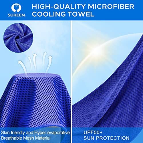 Sukeen 4 Pack Cooling Towels (40"x 12"), Cooling Neck Wraps, Soft Ice Towel - color: Blue/Grey/Purple/Dark Blue
