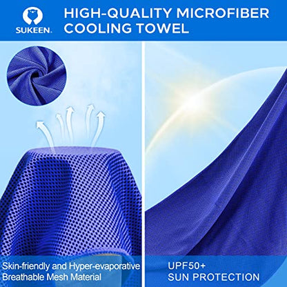 Sukeen 4 Pack Cooling Towels (40"x 12"), Cooling Neck Wraps, Soft Ice Towel - color: Blue/Grey/Purple/Dark Blue