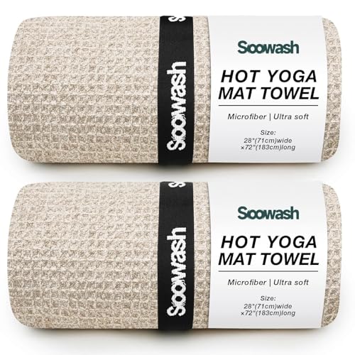 Hot Yoga Mat Towel, Non-Slip Microfiber 28x72in - color: Dark Beige, size: 28 inch X 72 inch
