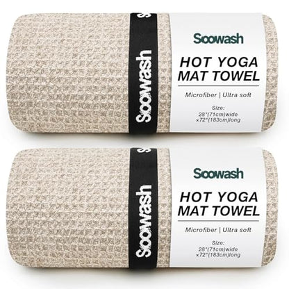 Hot Yoga Mat Towel, Non-Slip Microfiber 28x72in - color: Dark Beige, size: 28 inch X 72 inch