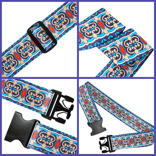 6 Pieces Luggage Straps Patterned Luggage Strap Suitcase Straps Luggage Belt Adjustable Travel Luggage Belt Strap with Quick Release Buckle, 2 inches Wide by 72 inches Long (Retro Stvle) - style: Retro Stvle