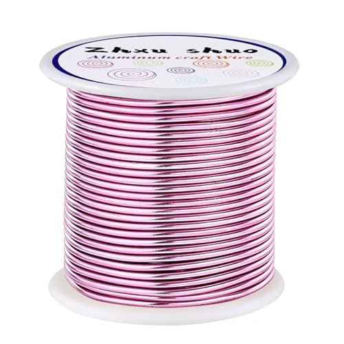 12 Gauge(2mm) Aluminum Wire 35 Yards Anodized Metal Wire for Bonsai Armature Crafting Sculpting Jewelry Craft Making Beading Floral (Pink, 12 Gauge) - color: Pink