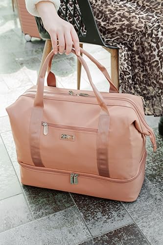 Jessica Simpson Countryside Weekender Duffel 100% Polyester Drop Bottom Bag - color: Burnt Russet