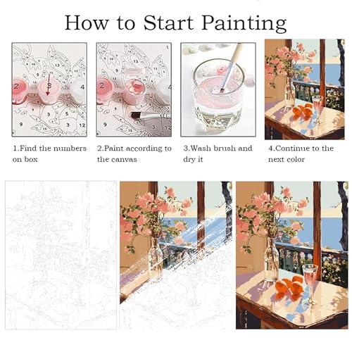 ZRIZQ Paint by Numbers Kit for Adults Beginner,Flowers Landscape,16x20 | Full set with wooden brushes,rolled canvas,rich paints.Calming activity.Beginner friendly.Just open and paint. - color: 16"X20"Rolled Canvas-Flowers 6