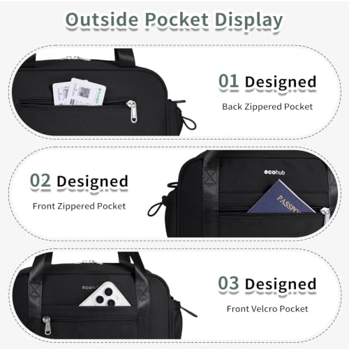 ECOHUB Small Gym Bag for Women, Mini Gym Duffle Bag with Wet Compartment, Cute Bowknot Sports Bag, Gym Tote Bag Dance Yoga Workout Travel Bags Black - color: Black