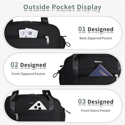 ECOHUB Small Gym Bag for Women, Mini Gym Duffle Bag with Wet Compartment, Cute Bowknot Sports Bag, Gym Tote Bag Dance Yoga Workout Travel Bags Black - color: Black