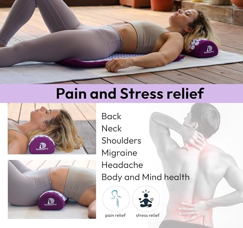 Acupressure Mat & Pillow Set, 4-in-1, 29", Hot/Cold Pack, Purple | Acupuncture Mat Helps Ease Back, Neck & Sciatica Pain While Supporting Muscle Relaxation, Stress Relief, Recovery And Sleep. - color: Purple