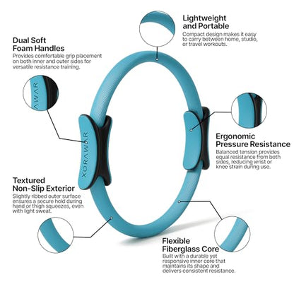 Magic Circle Pilates Ring 14.5'' | Fitness Bands Fabric 3-Levels | Mat Towels for Hot Pilates | Pilates Set, Starter Kit for Women,Yoga Set Equipment, Workout Bands'
