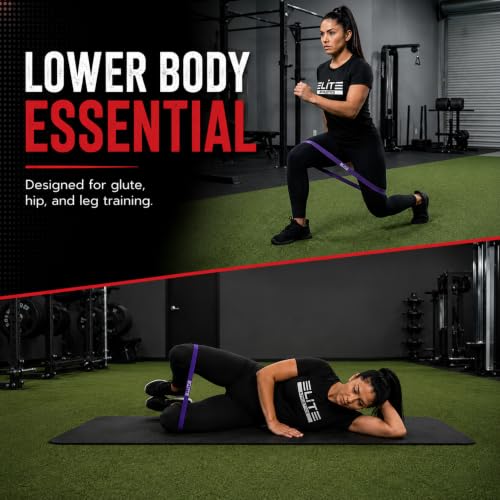 Heavy Thick Resistance Bands Set of 4, 5X Thicker, Short Monster Band, Deadlift Band, Loop Resistance Booty Bands for Glute Activation, Strength Training, Deadlifts, Squats & Warm-Up - color: Red, Purple, Green, Black