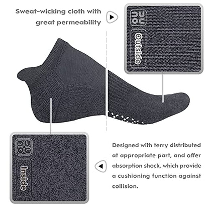 unenow Unisex Non Slip Grip Socks for Yoga Pilates Barre Home & Hospital - color: 4 Pairs-black/Dark Grey/Coffee/Dark Green, size: Medium