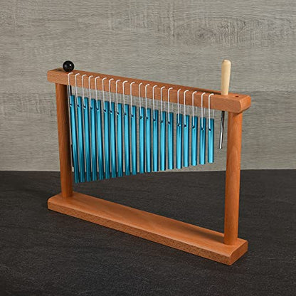 MIHEY 20 Note Bar Chimes Percussion Instrument | Tabletop Blue Wind Chime with Stand & Mallet for Sound Healing, Meditation & Music Therapy - color: Blue