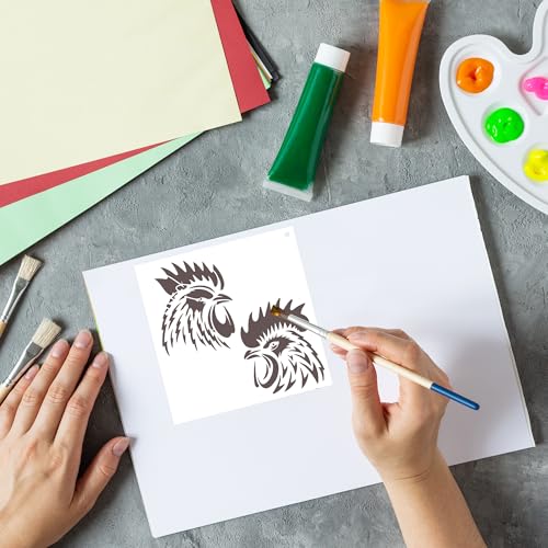 Keluna Farmhouse Chicken Stencils - 15 Pcs Farm Stencil Set for Wood Crafts, Farmhouse Chicken Rooster Stencil - style: chicken stencil