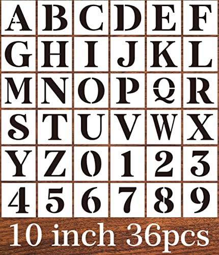 Letter Stencils for Painting 10" Alphabet Stencils | Reusable Large Letters Stencil for Painting on Wood Wall Fabrics DIY Crafts - size: 10inch