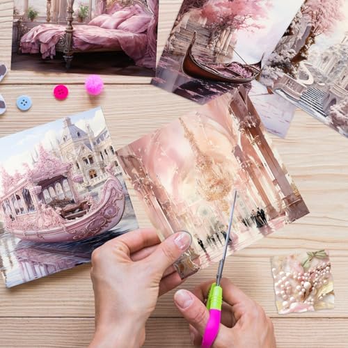 6x6" Scrapbooking Paper Pad Single Sided Decorative Colored Papers | 160GSM 24 Patterned 48 Sheets Cardstock,Art Paper for Craft Paper Present Wrapping DIY Junk Journal Supplies.PLace BaroqueP - color: 2PcsSet-Pearl Lace Baroque Pink