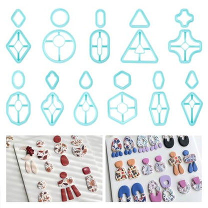 ORIGACH 22 Pcs Geometric Polymer Clay Cutters Set | Boho Studs Polymer Clay Cutters Set Different Geometrical Shapes for Earring Making - style: Basic Geometric
