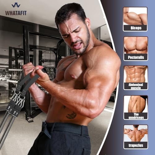 WHATAFIT Resistance Bands with Handles, 5-Level Exercise Bands for Workout - color: Gray 200LB