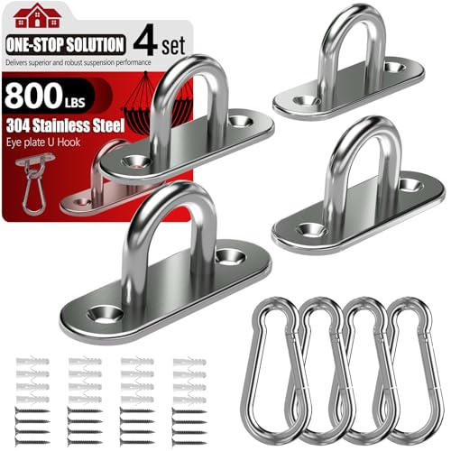 sprookber 304 스테인리스 스틸 패드 아이 스냅 후크, M6 천장 후크 362.9kg(800파운드), 8개 - size: 2.3 inch, style: 타원형