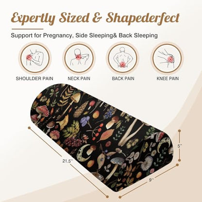 Knee Pillow for Back Sleeping – Half Moon Bolster Pillow for Legs,Under Knee While Sleeping Support, Leg & Back Pain Relief (21.5x9x5 Inches),Machine Washable Cover - color: Black Red