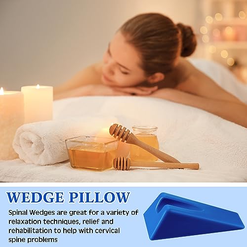 Suzile Mobilization Wedge 7.9 x 4.1 x 2 Inch Triangle Therapy Non Slip Silicone Wedge Pillow Sturdy Support for Relieve Spinal Pain Rehabilitation Tool(Blue) - color: Blue