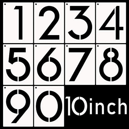 DXCYZ 10 Inch Large Number Stencils Kit 0-9 Address Number Stencil, 10PCS Reusable Plastic Painting Number Templates for Mailbox Signs, Door, Cars, Trucks, Home, Window (10" Tall) - size: 10 Inch