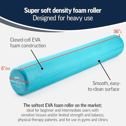 OPTP PRO-Roller Super Soft Density Foam Roller – Round, Light Blue, 36"x 6"