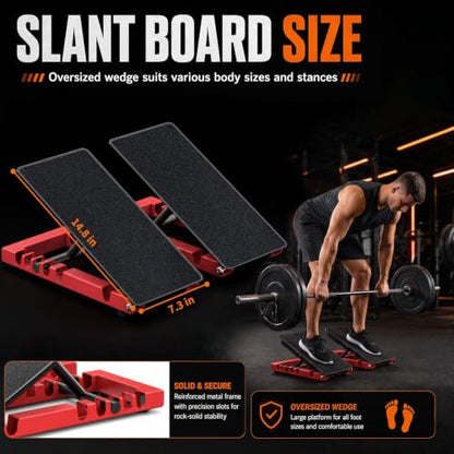 Slant Board for Calf Stretching, Steel Squat Wedge for Home Gym