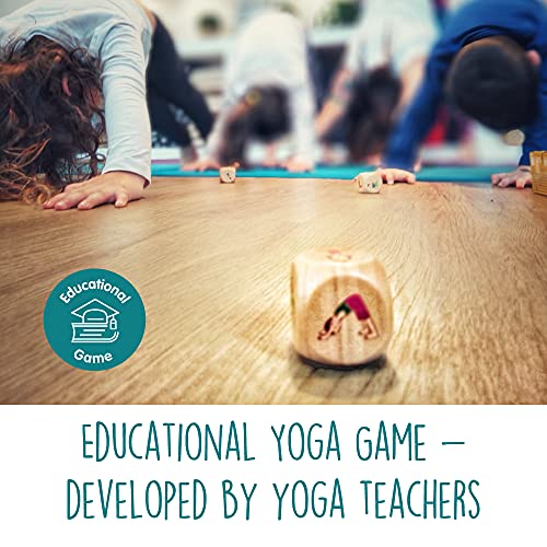 YOGi FUN Yoga Dice Game – 4 Wooden Dice with 18 Yoga Poses and Instruction Die, Fun Movement Game for Kids Ages 5+, Solo or Group Play, Classroom, ADHD, Emotional Physical Development Game for Kids