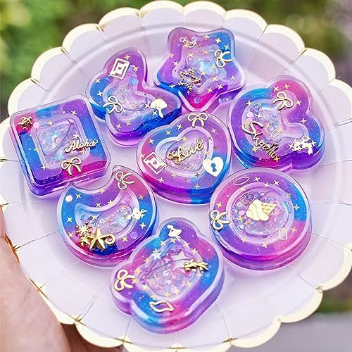 Resin Shaker Molds Set Kawaii Charms Pack of 41 Silicone Trays Precision Tip Applicator Bottle Kit Bundle - color: 2inch Kawaii Charms Craft Pack of 41