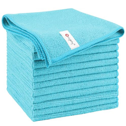 Orighty Microfiber Cleaning Cloth, Cleaning Rags, 12 Pack, 12x11 in, Blue - color: Blue, size: 12 Pack