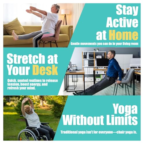 Oversized Chair Yoga Cards for Seniors – 53 Step-by-Step Tai Chi Chair Deck, Large Print Exercise Cards for Elderly, Ideal Get Well Gift for Grandma & Grandpa