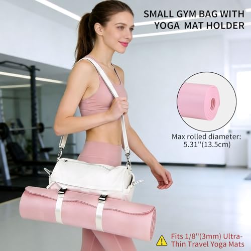 Small Gym Bag for Women Men, 15L Sports Workout Bag with Wet Pocket and Yoga Mat Holder, Lightweight & Water-Resistant Mini Travel Duffle Bag (Beige) - color: Beige