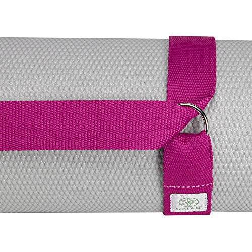 Gaiam Easy-Cinch Yoga Mat Sling - Durable Carrying Strap for Yoga Mat with Metal D-Rings for Secure Fit (No Mat Included) - color: Fuchsia Or Blue