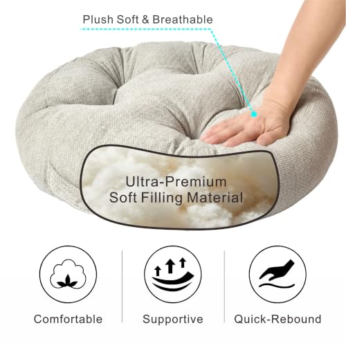 Floor Pillow Cushion with Handle for Adults Women Men - color: Light Gray, Round
