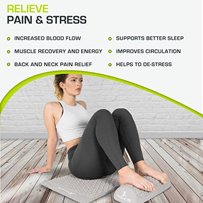 ProsourceFit Acupressure Mat and Pillow Set for Back/Neck Pain Relief and Muscle Relaxation, Large - Gray/Gray - color: Grey/Grey, size: Large