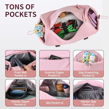 Small Gym Bag for Women Men, 15L Sports Workout Bag with Wet Pocket and Yoga Mat Holder, Lightweight & Water-Resistant Mini Travel Duffle Bag (Pink) - color: Pink